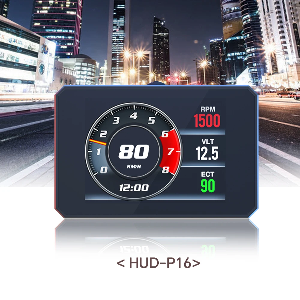 

Новейший проекционный дисплей OBD2 P16 (HUD) 2026 года: многофункциональный измеритель скорости и температуры воды для автомобиля