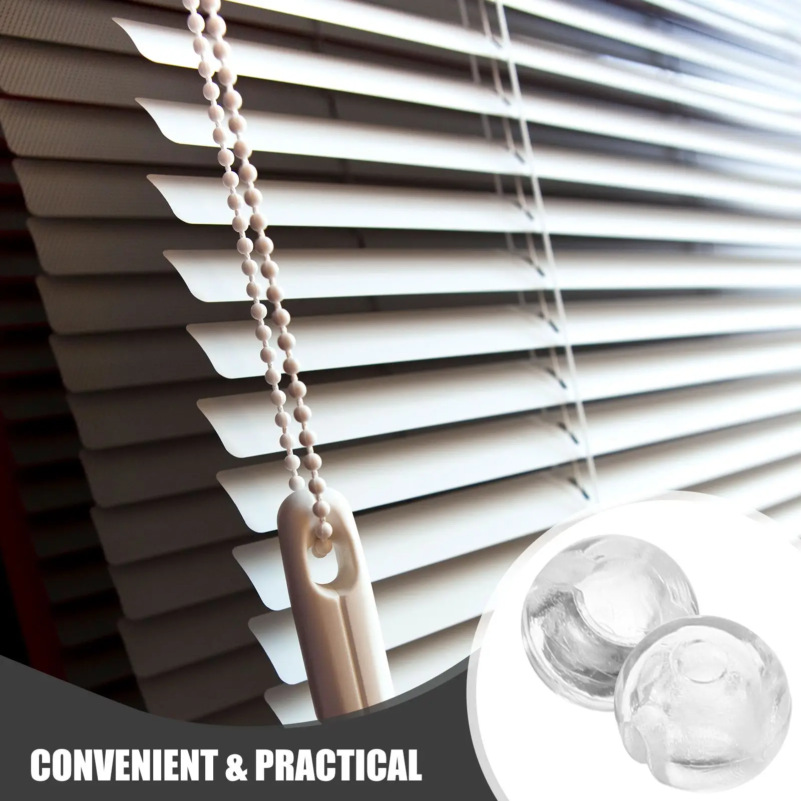 12pcs Roller Shades Bead Chain Crimp Stop Clear Beaded Chain Stop Blind Control Chain Ball Stoppers Blinds Bead Accessories