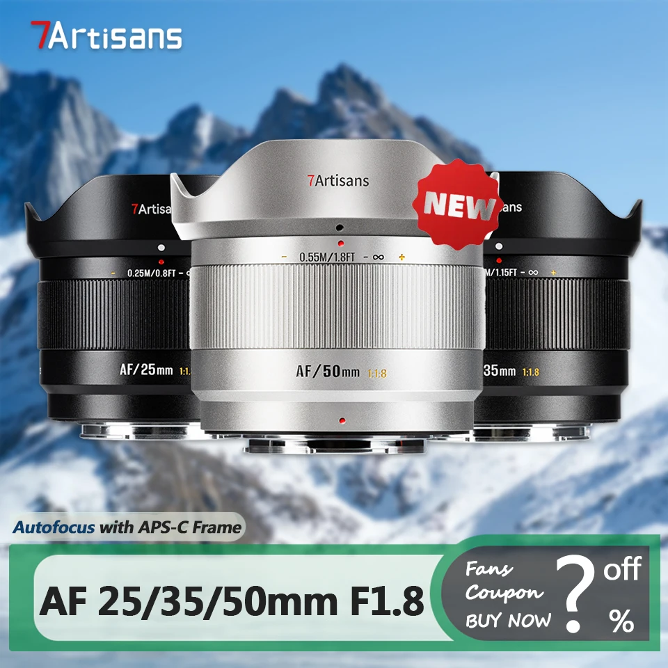 7artisans AF 25/35/50mm F1.8 APS-C Frame Large Aperture Mirrorless Camera Lens for Humanity Photography with Sony E Fuji X-mount