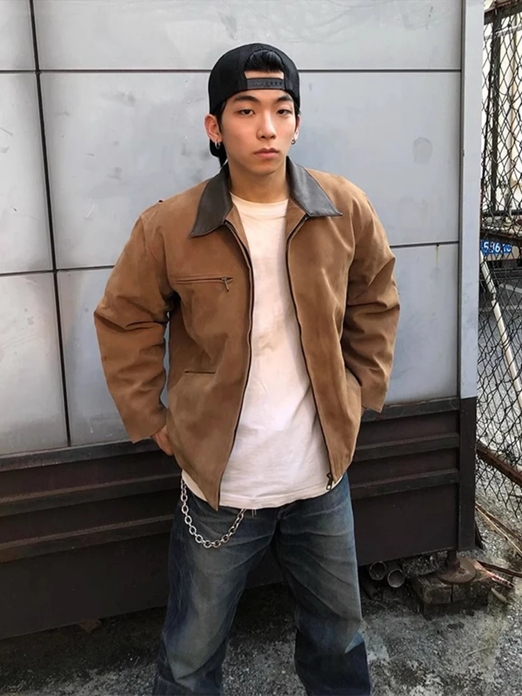 

Мужская куртка i Color Cleanfit: весенне-осенняя, в стиле ретро, Детройт, уличная мода, рабочая одежда, свободный крой, молодежная.