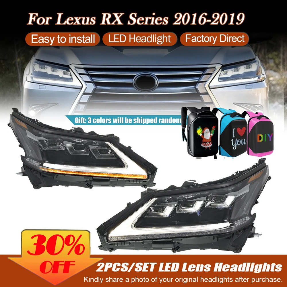for Lexus RX RX200T RX300 RX350 RX450 2016 2017 2018 2019 Headlight Assembly Headlamps LED Daytime Running Turn Signal Lights