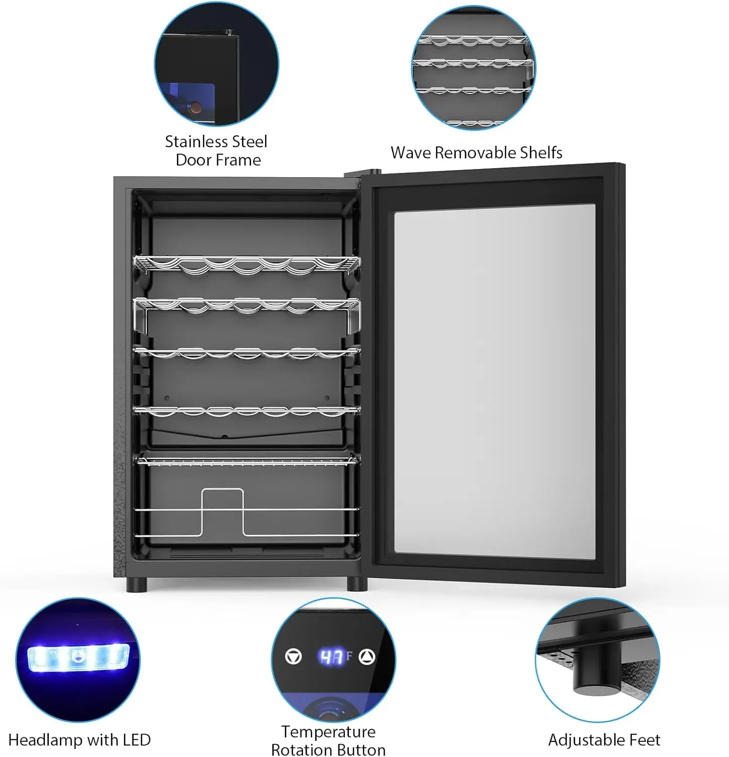 37 Bottle Freestanding Wine Cooler Refrigerator, 4.4 Cu.ft Glass Door Cabinet for Home Use