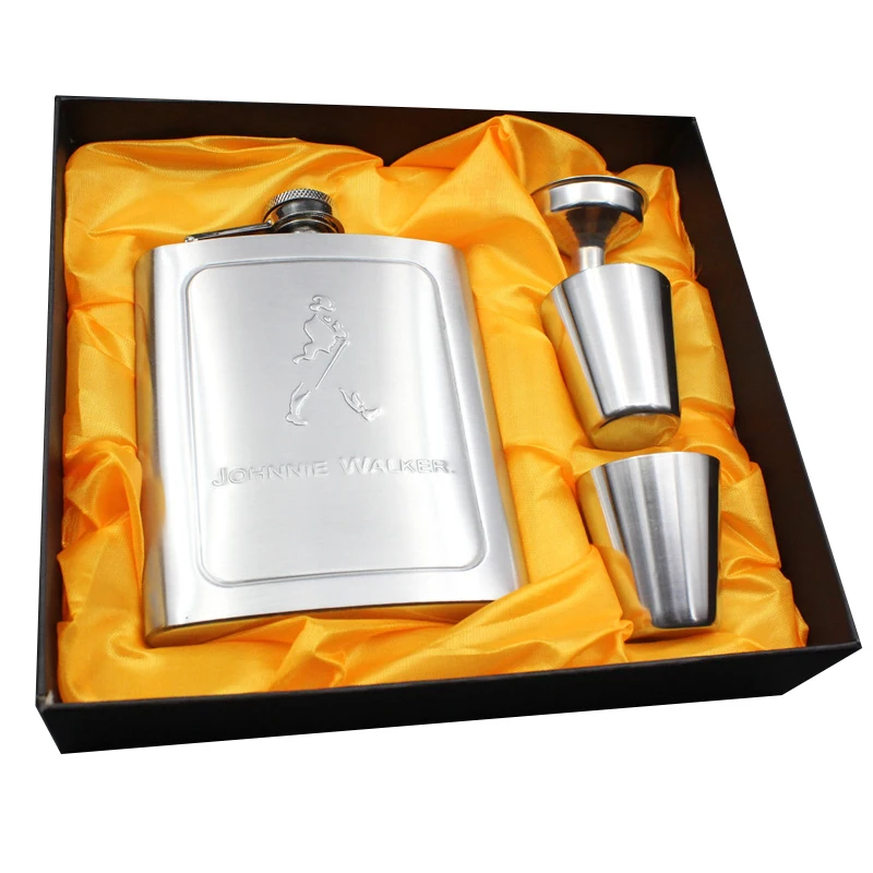 Stainless Steel Outdoor Portable Pocket Hip Flask Whiskey Flask Alcohol Drinking Container Gift Box Vodka Drinking Tools 8oz