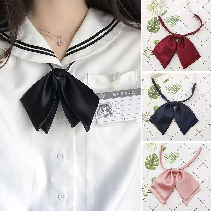 

Japanese Double Layer JK Bow Ties Women Young Girls Student Solid Color Butterfly Collar Necktie Cyan College Style Accessories