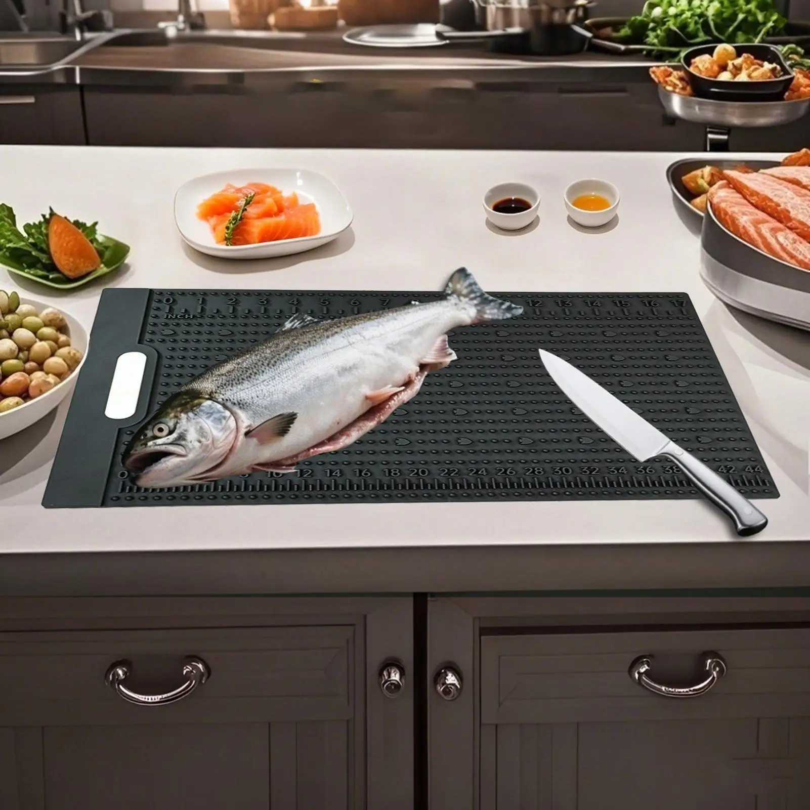 Cutting Board Non-Slip Fish Fillet Mat Fish Cleaning Grips Fish Easy Filleting Heavy Duty Bait Cutting Board Fish Fillet Mat