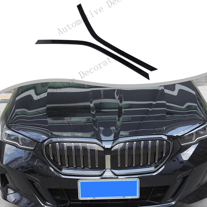 Z+ Glossy Black Front Headlight Eyebrow Strip Sticker For BMW 5 Series G60 2024+