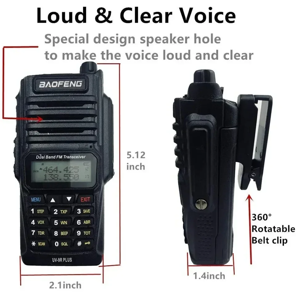 Baofeng Official Store UV-9R Plus Dual Band Radio 8W IP67 Waterproof VHF UHF Ham Two Way Radio Interphone Handheld Walkie Talkie