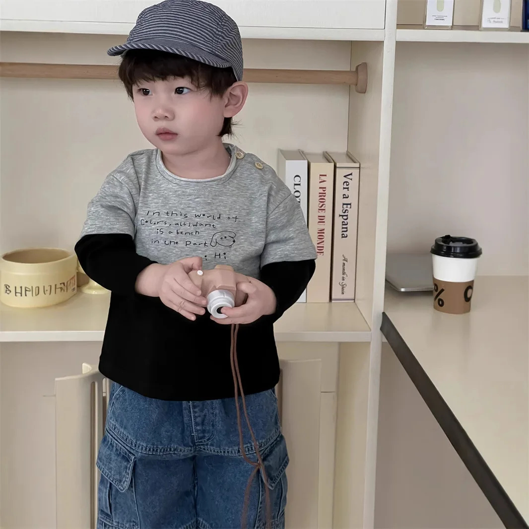 2023 frühjahr Neue Baby Denim Hosen Kleinkind Jungen Tasche Jeans Kinder Casual Hosen Kleinkind Mädchen Lose Hosen Kinder Kleidung