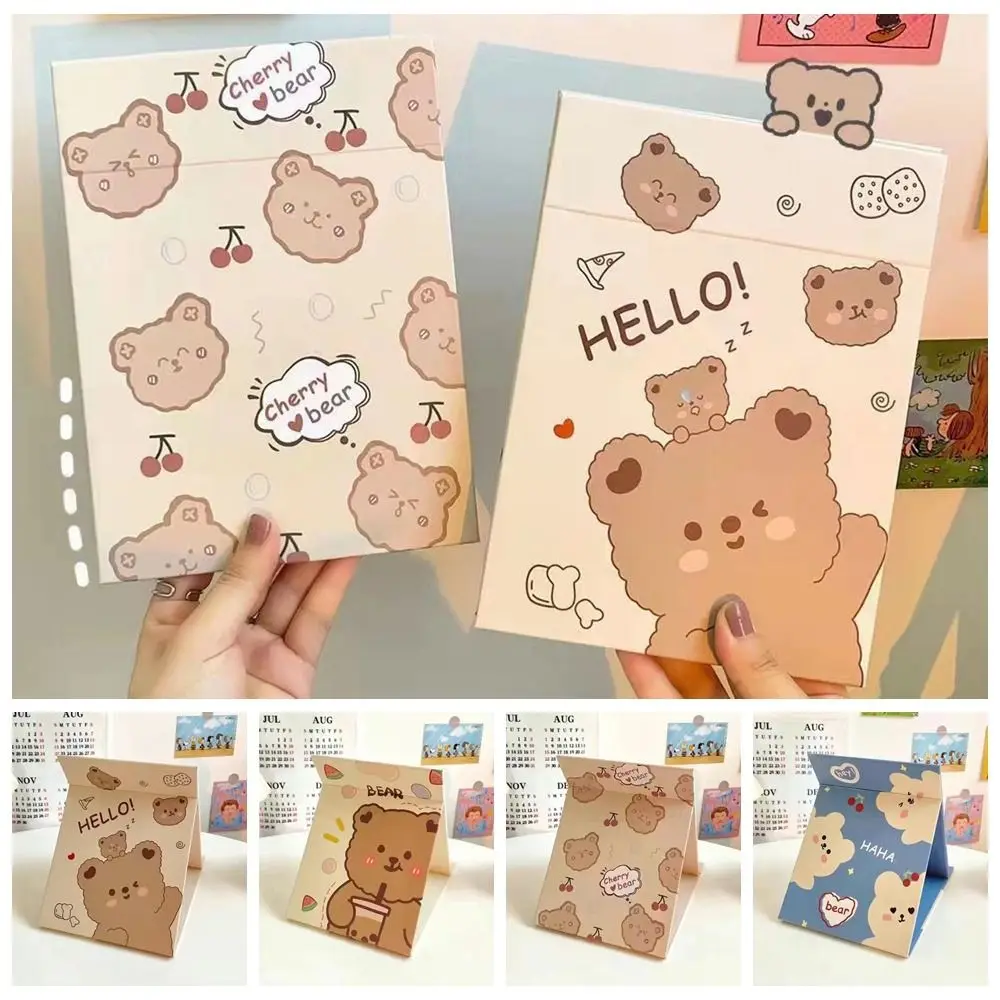 Beleza couro do plutônio desktop suporte espelho dobrável urso dobrável espelho de maquiagem leve delicado bolso maquiagem espelho quarto