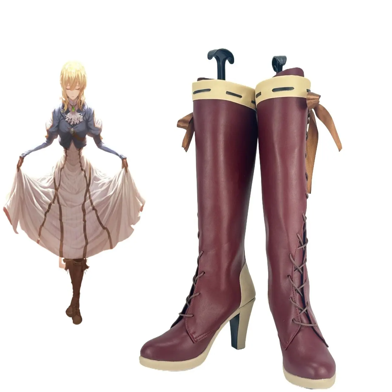 

Violet Evergarden Cosplay Shoes Brown Boots Custom Made Any Size