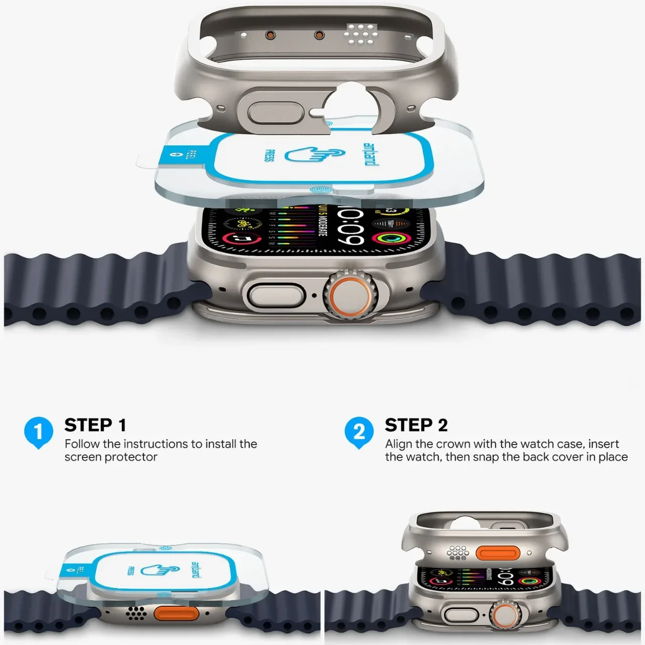 Glass+Metal Cover for Apple Watch Case Ultra 2 3 49mm Smartwatch Bumper+Screen Protector Tempered Iwatch Apple Watch Accessories