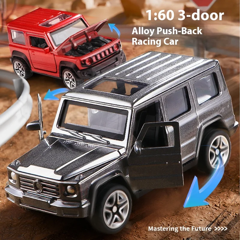 1:60 Scale Three-Door Alloy Pull-Back Racing Car Model, Classic Car Shape, Room Desktop Ornament, Collectible Car Model Gift
