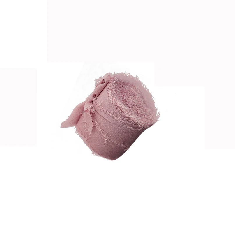 Rouleau de 5m de ruban en mousseline de soie déformable, effiloché, fait à la main, pour bouquet de fleurs, fête de mariage, emballage cadeau, décorations, bricolage