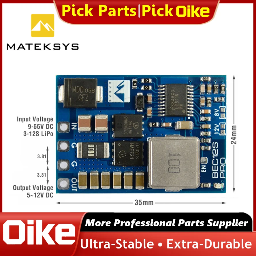 Oike Matek Step Down Voltage Regulator BEC12S PRO 9-55V input 5V/8V/12V Output Buck for RC FPV Multicopter‌ Drone TVS Protection