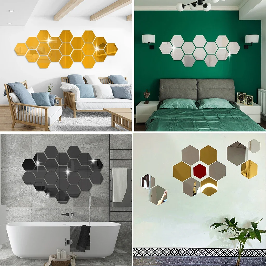 3D Hexagon Mirror Wall Stickers 4