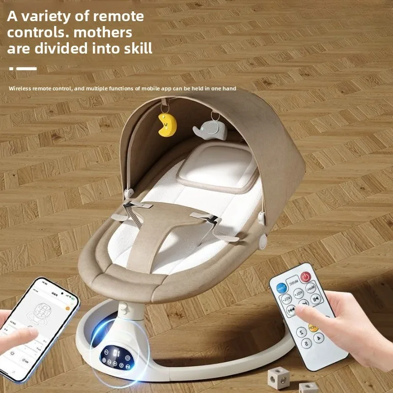 كرسي أرجوحة هزاز للأطفال كهربائي لحديثي الولادة ومقعد مهدئ مع سلة نوم موسيقية