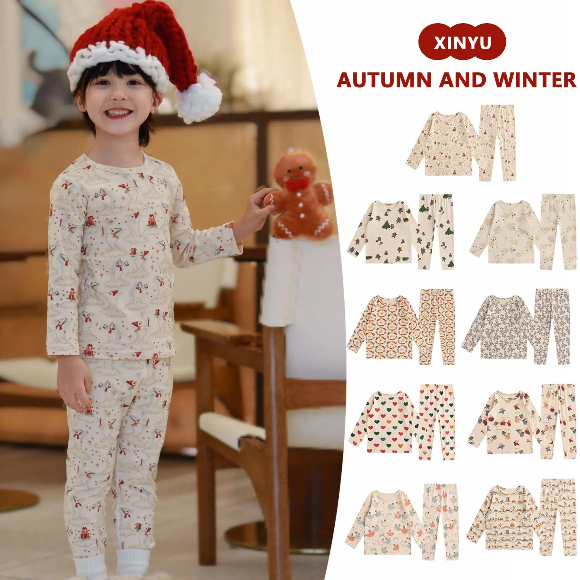 

Children's Pajama Set 2025 Fall New Arrival A-Class Pure Cotton Cartoon Fashion Boy Girl Base Layer Cotton Warm Baby Homewear