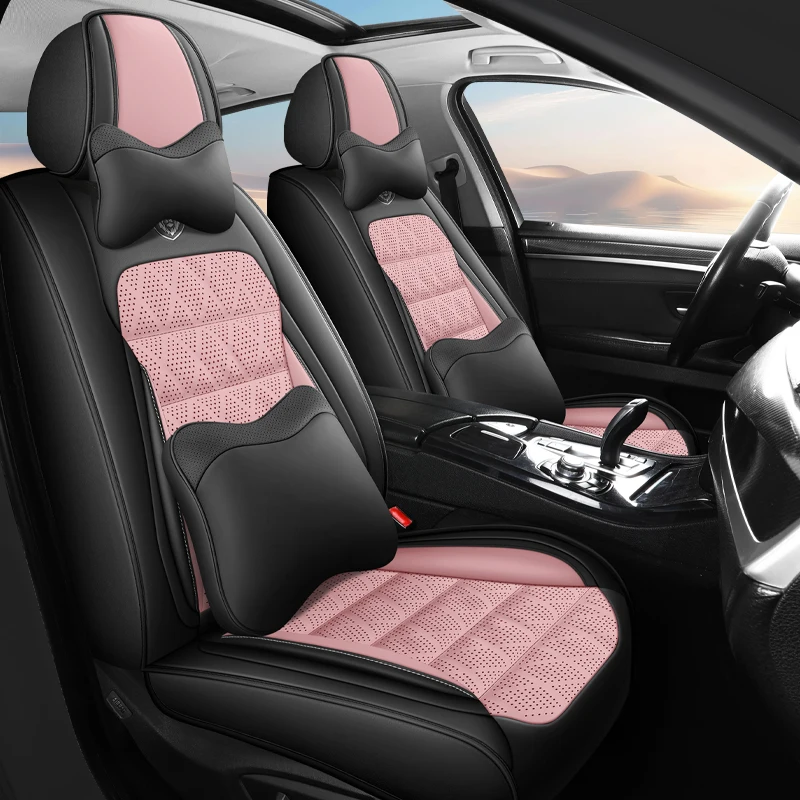 SOGLOTY Universal Five-Seater Car Seat Covers Premium Leather Four Seasons Suitable for Most Cars SUVs Off-Road Vehicles