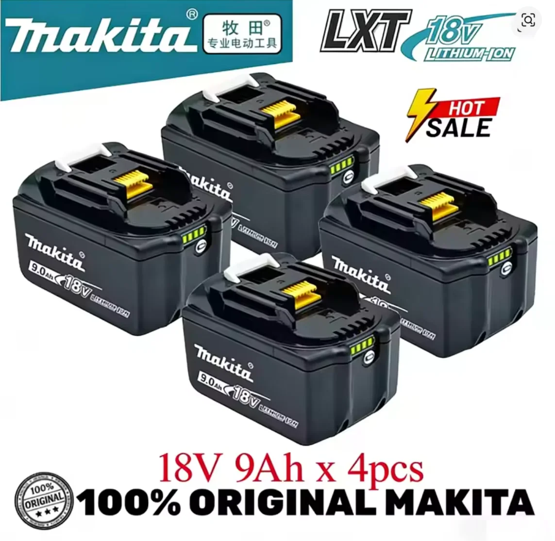 

Origina 3A/ 6A / 9Ah Makita 18V Battery 18650 Lithium Replacement For Makita BL1830 BL1860 BL1890 LXT400 Electric Power Tools