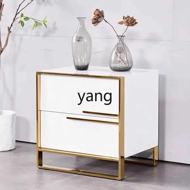 Yhl Piano Paint Bedside Table Simple Hong Kong Style Light Luxury Stainless Steel