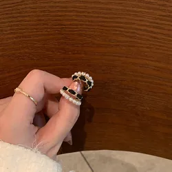 Black velvet pearl earrings earings fashion jewelry 2026 Original and funny earrings