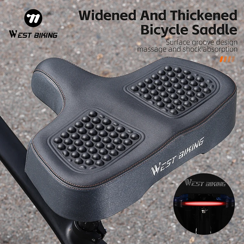

WEST BIKING Widened Thickened Bicycle Saddle Shock Absorbing Gel Bike Seat with Memory Foam Ergonomic Breathable Cycling Cushio