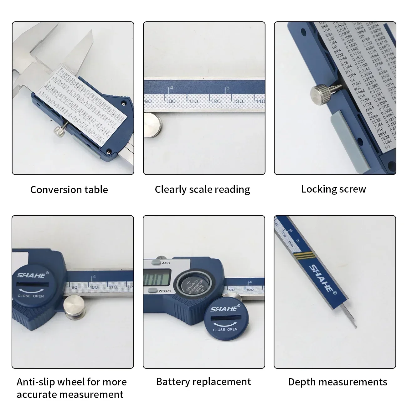 SHAHE Digital Caliper Measuring Tool Micrometer 6 Inch/150 mm Stainless Steel Vernier Calipers With Extra-Large LCD Screen