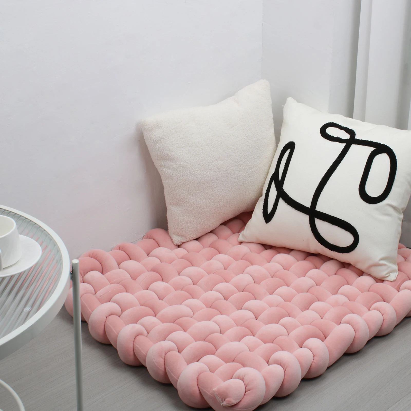 70X80CM Infant Playing Climbing Mat Photo Props Blanket Cushion Baby Knot Braid Bumper Blanket Braid Mat Decoration For Home