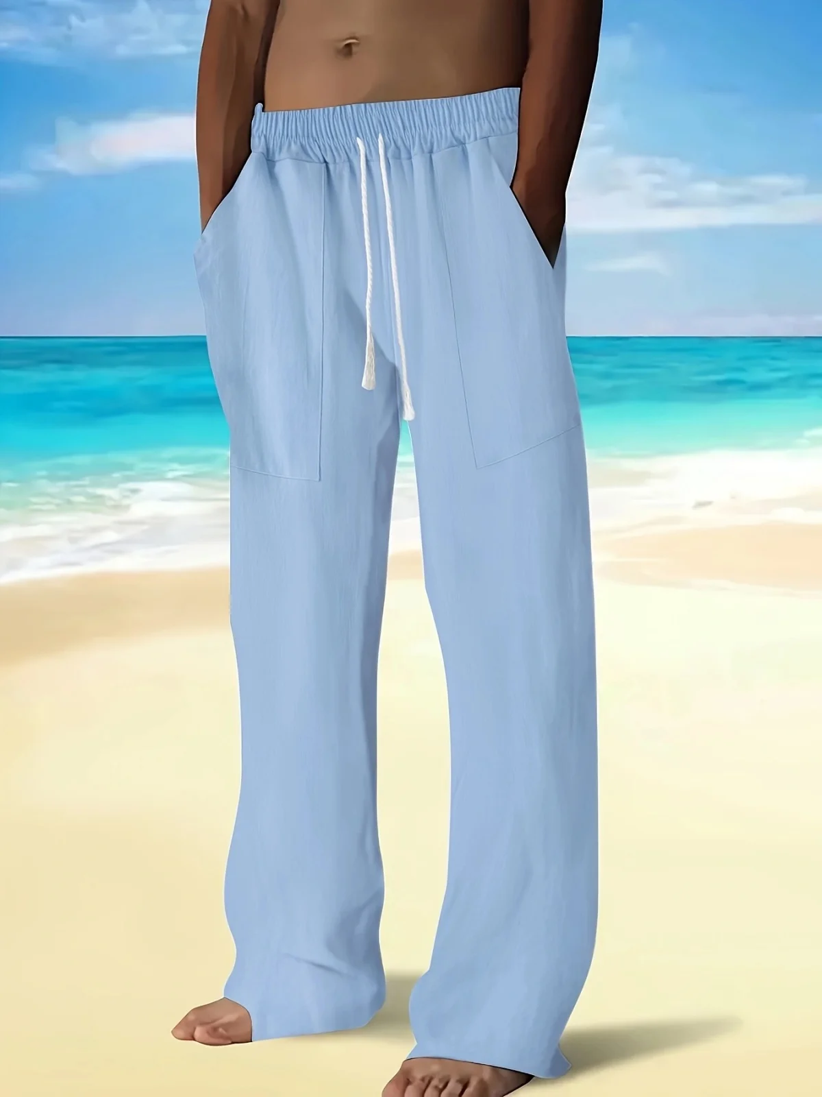 Men's Cotton And Linen Trousers, Spring And Summer Casual Sports Pants, Comfortable And Breathable Linen Pants, Straight Pants