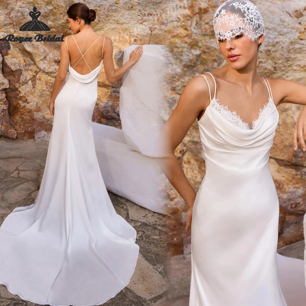 

Elegant Simple Backless Drape Mermaid 2026 Wedding Dresses Backless Pleated Bridal Gown Customized vestido de novia