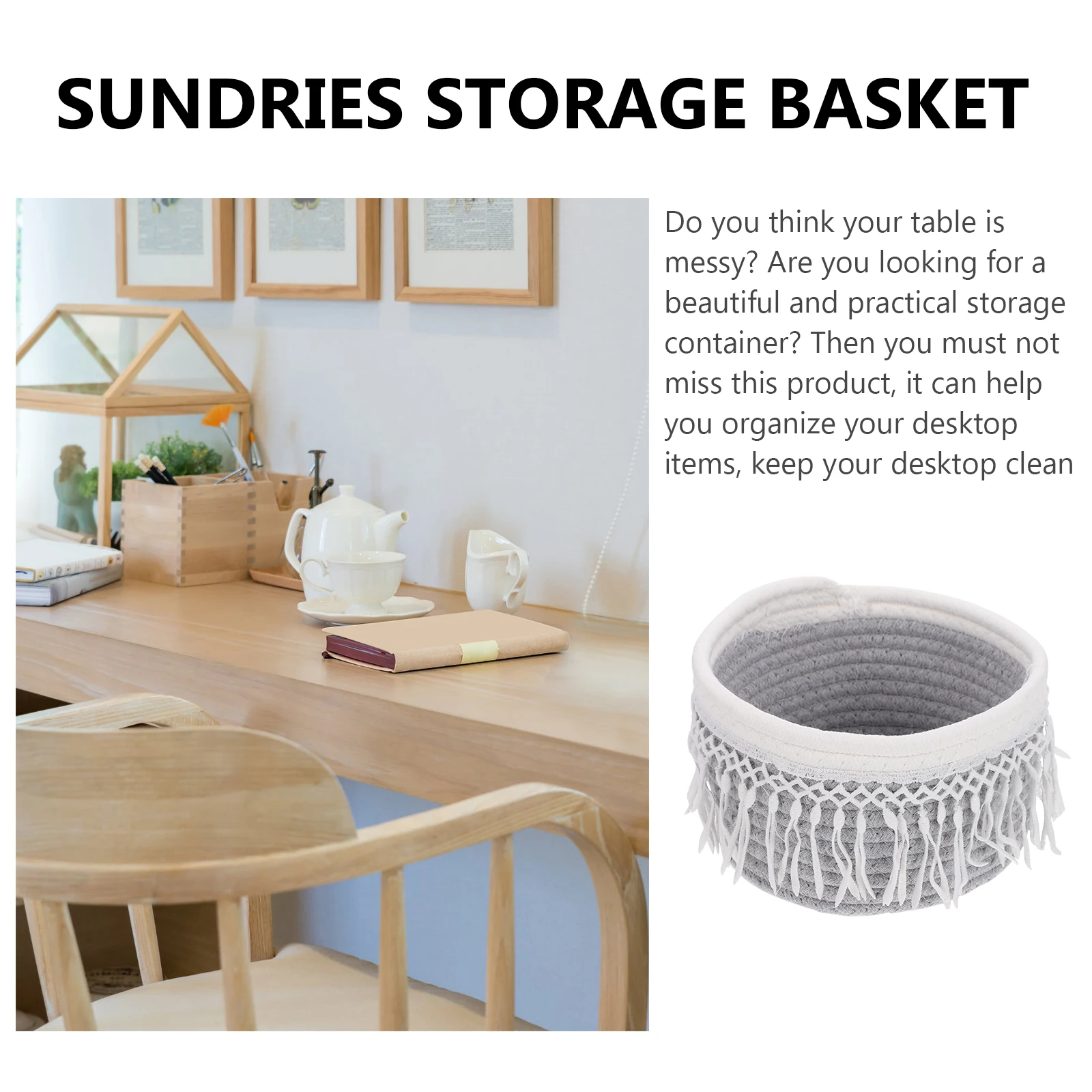 

Cotton Rope Baskets Woven ganizer for Desktop Desktop Storage Holder Small Space H made Container Home Decor