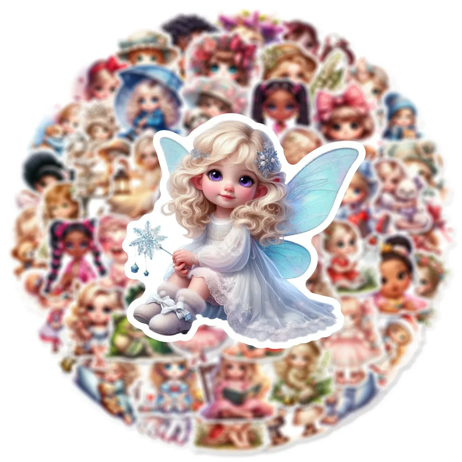 50PCS Beautiful Cute Doll Little Girl Stickers Decoration Suitcase Scrapbooking Phone Laptop Stationery Kid's Toy Sticker Gifts