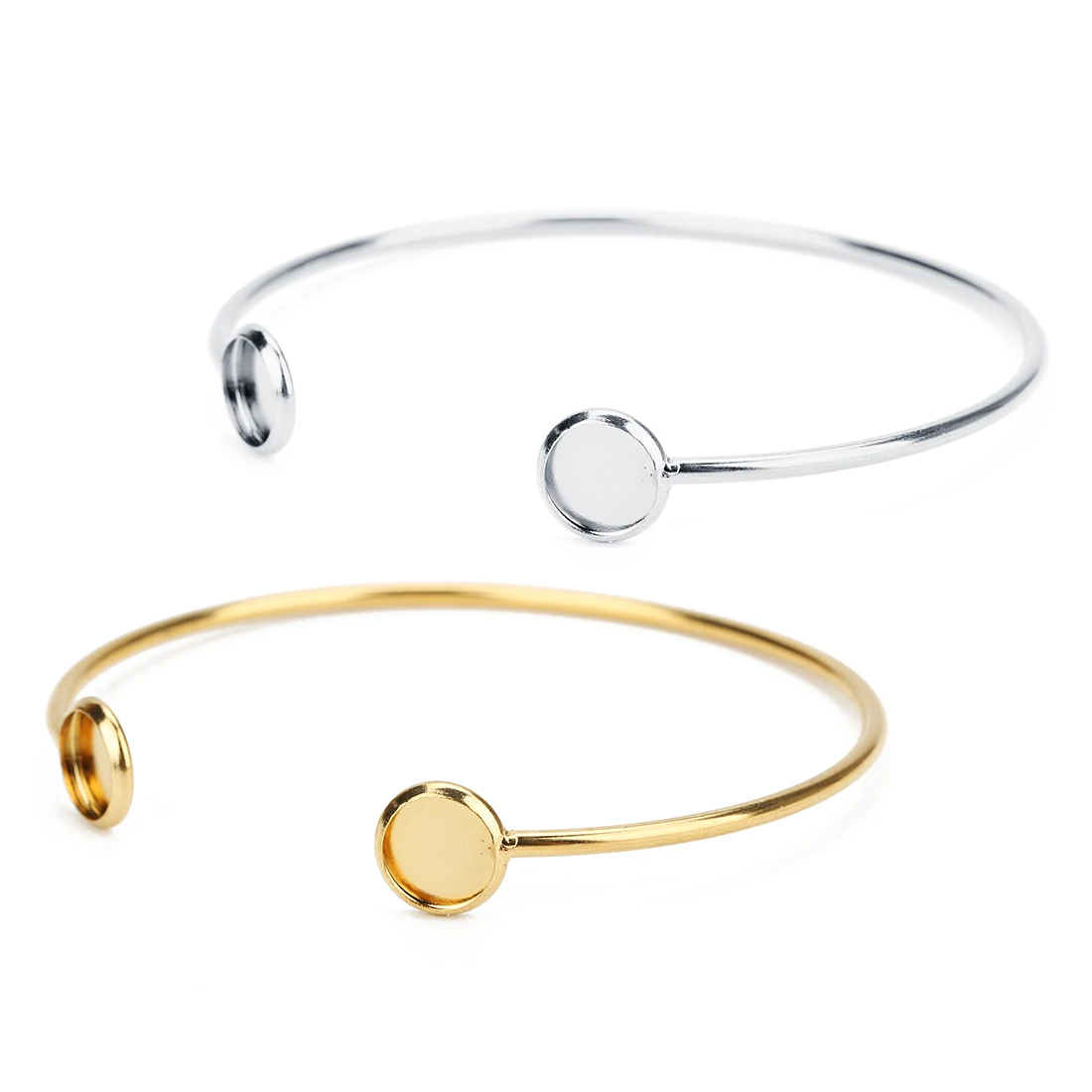 16.6cm Stainless Steel Bracelet Base Fit 8mm Cabochon Bangle Bezel Setting Trays Bendable Cuff Bangle Jewelry Making Accessories view 4