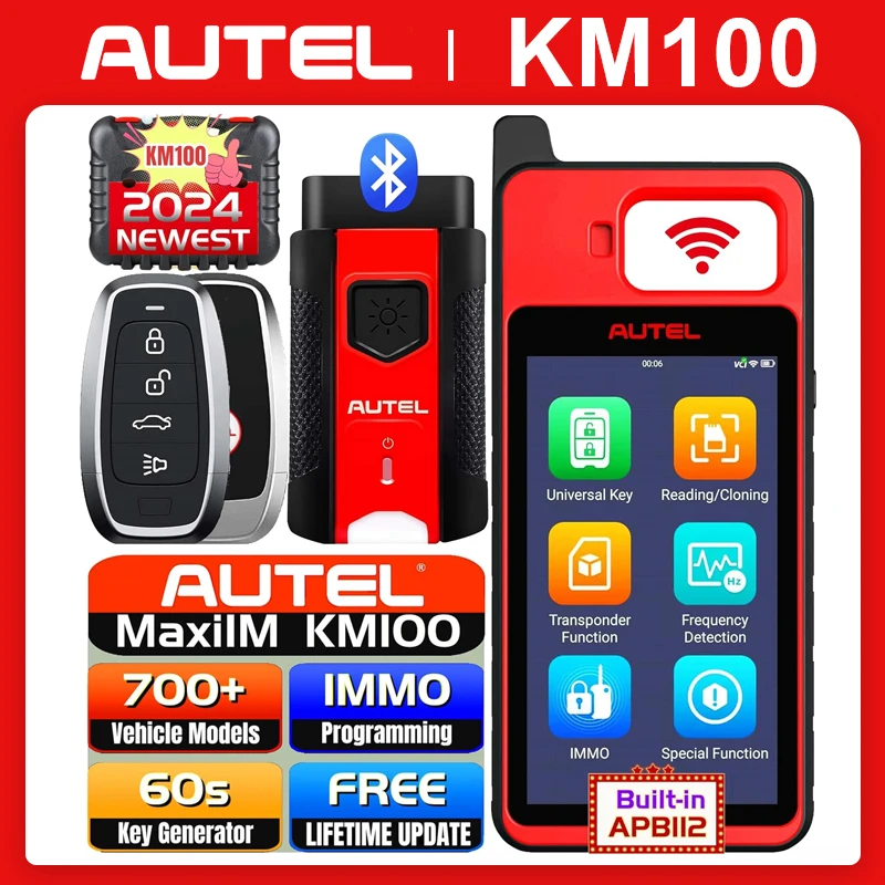 Autel MaxiIM KM100 Key Fob Programming Immobilizer Tool 2PCS Autel IKEY for 60s Key Generation OBD IMMO Key Learning on 99% Car 