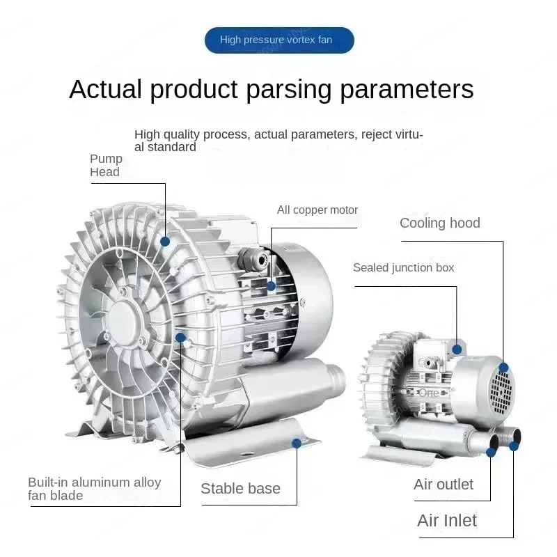 Axial Flow Vortex Fan Oxygen Booster Pump Silent High Pressure Blower 220V 750W single Three High Pressure Vortex Fan Air Pump
