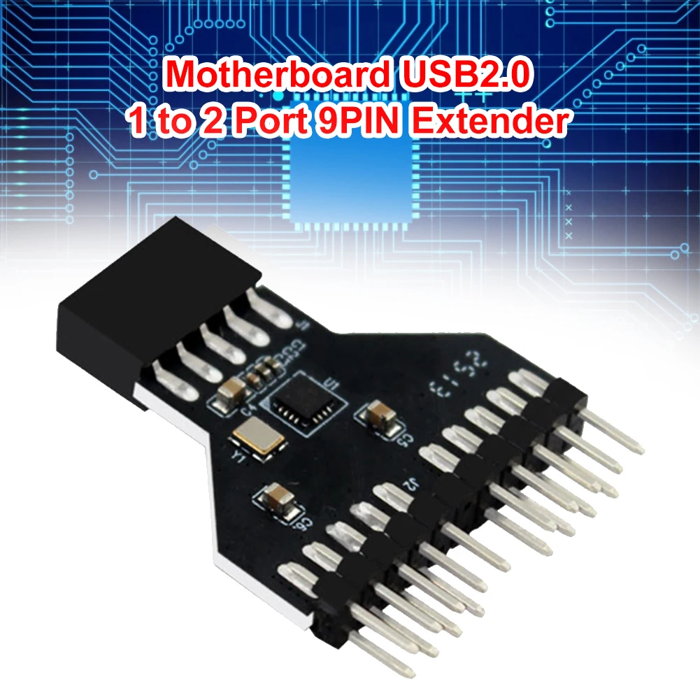 

Разветвитель USB 2.0 9-контактный для материнской платы, кабель-адаптер USB 2.0 9-контактный на USB 3.0 19-контактный, разъем USB 2.0 для RGB-ламп и вентиляторов