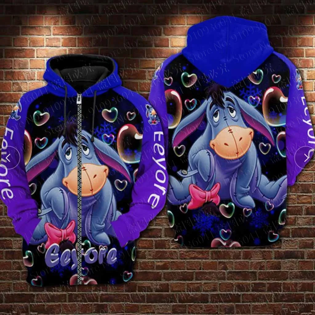 Winnie the Pooh Eeyore  3D Disney Print High quality Fleece Zipper/ Hoodies Pullover Tops