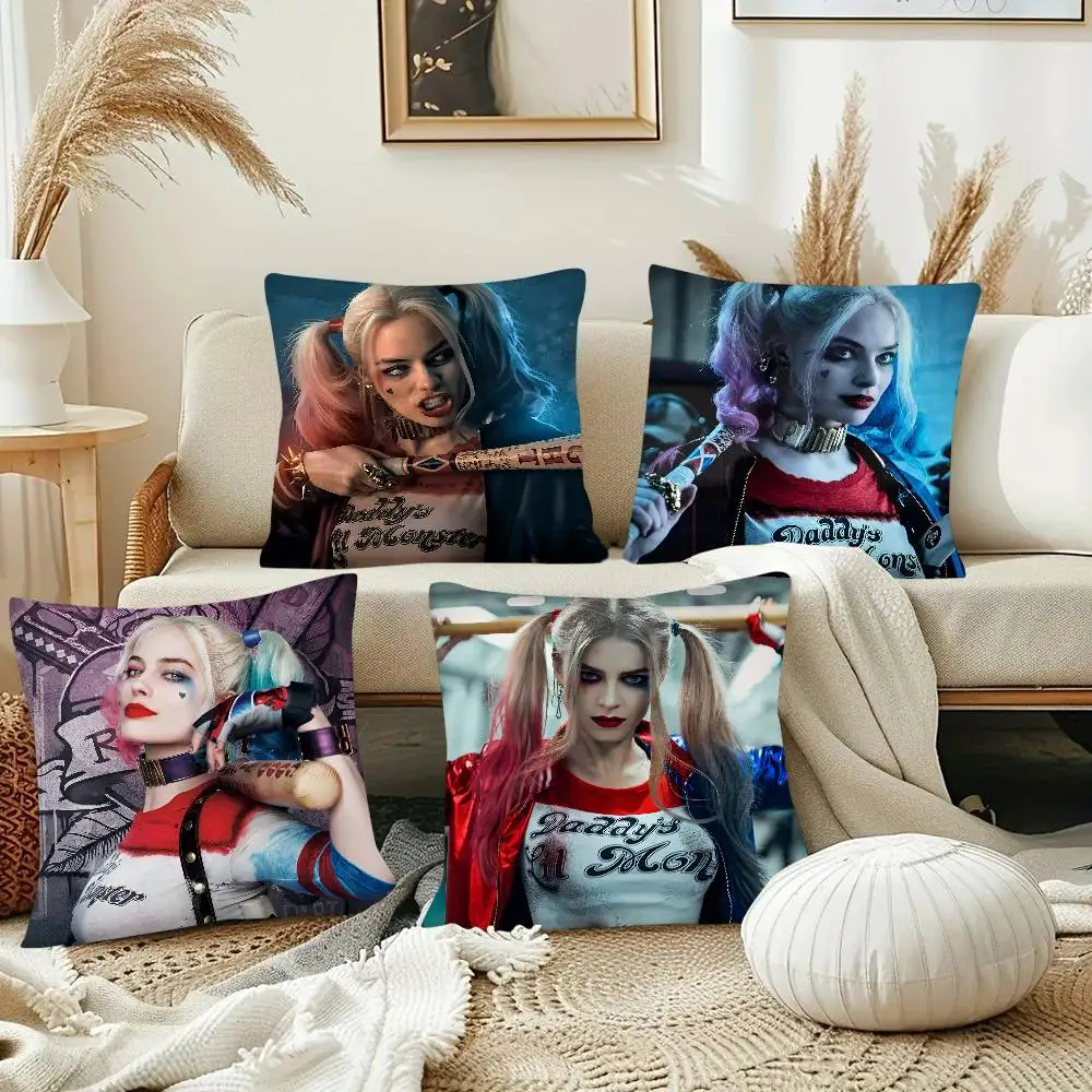 Movie Characters H-Harley Q-Quinn Pillow Case Fashion Square Pillowcase Bedroom Sofa Room Ins Decoration Leisure