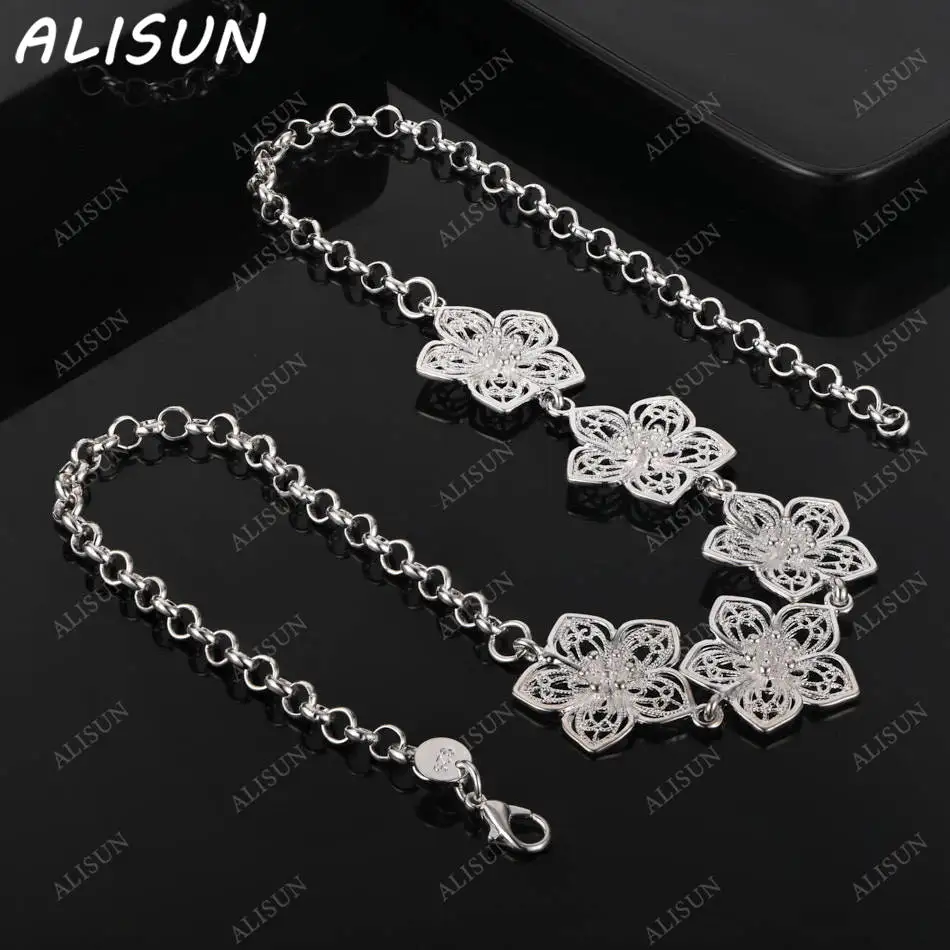 

ALISUN стерлингового серебра 925 пробы 50 см ожерелье с цветами для женщин креативные подарки уличные универсальные вечерние и повседневная одежда