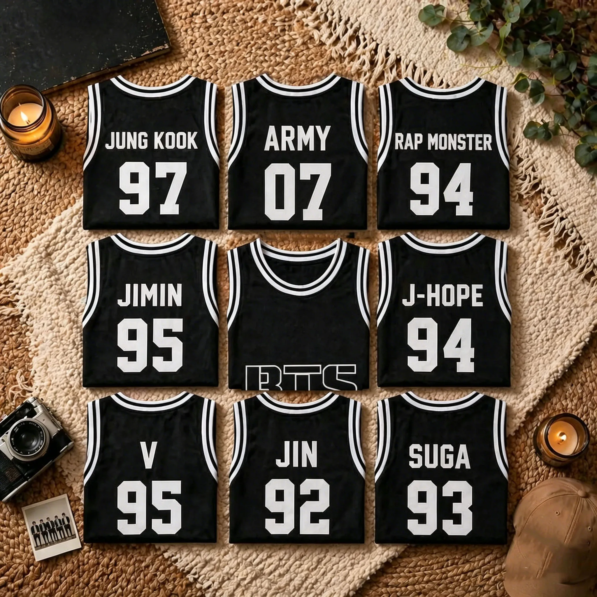 2026 Kpop Basketball Jersey Tank Top #92-97 JIN J-Hope Suga Jungkook Jimin RM V Print Unisex Streetwear Fans Sleeveless Vest