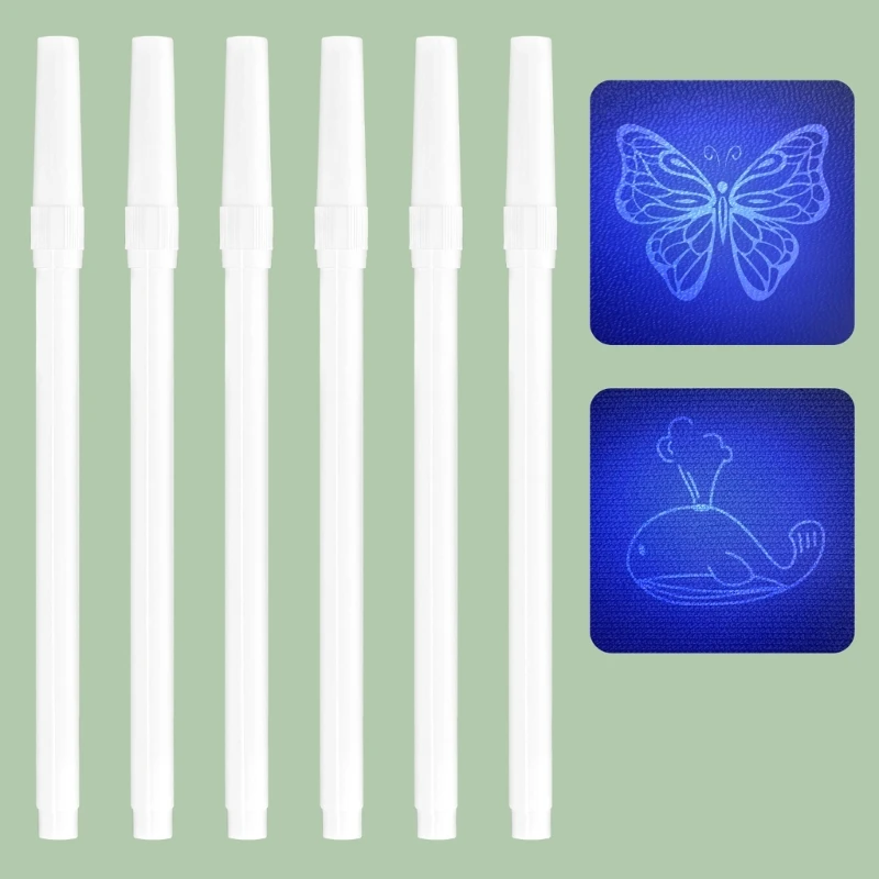 2x ปากกาหมึกที่มองไม่เห็นเครื่องหมายผ้าปากกาแสง UV สำหรับเขียนข้อความลับ K1KF