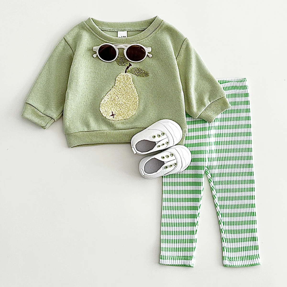 New Spring Autumn Baby Clothing Suit 0-3Y Infant Toddler Boys Girls Two-piece Long Sleeved Baby Clothes Plush Cute Fruit Pattern