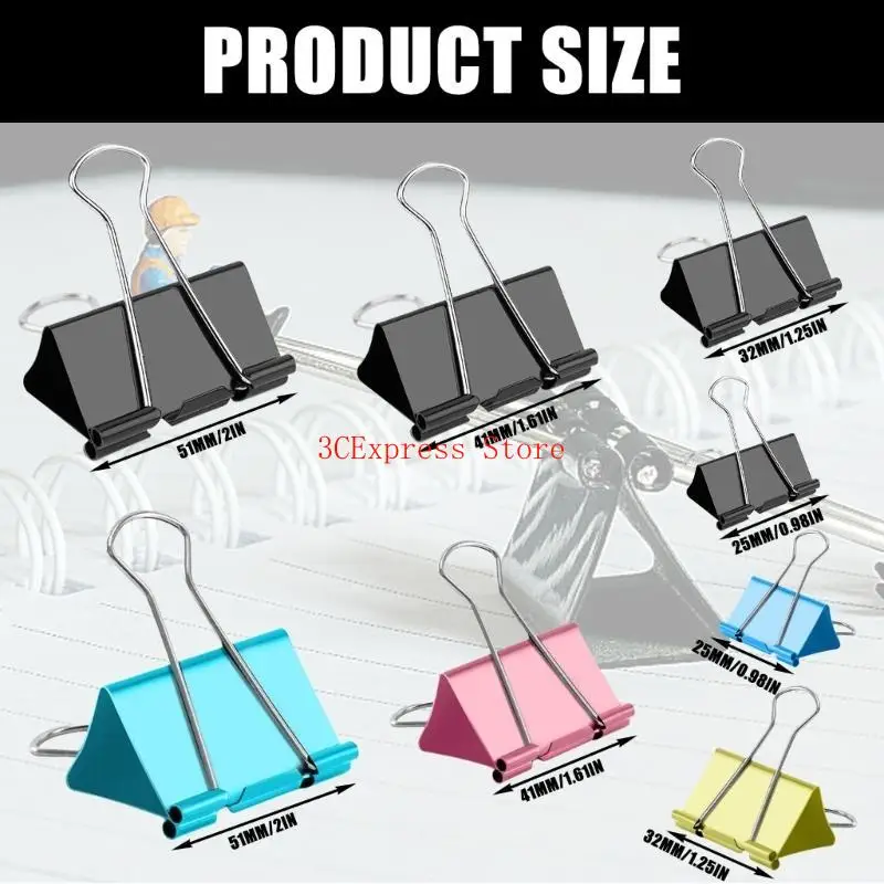12 PCS Clips Clips Foldback Clips 25mm/32mm/41mm/51mm Povidback Clamps Money Paper Clamps Paper Clips for School