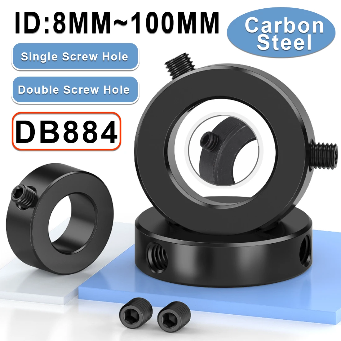 Carbon Steel Shaft Collar Stop Ring Fixing Ring Limit Ring Bearing Bush Thrust Ring dia18/20/25/30/35/40~135mm In Stock
