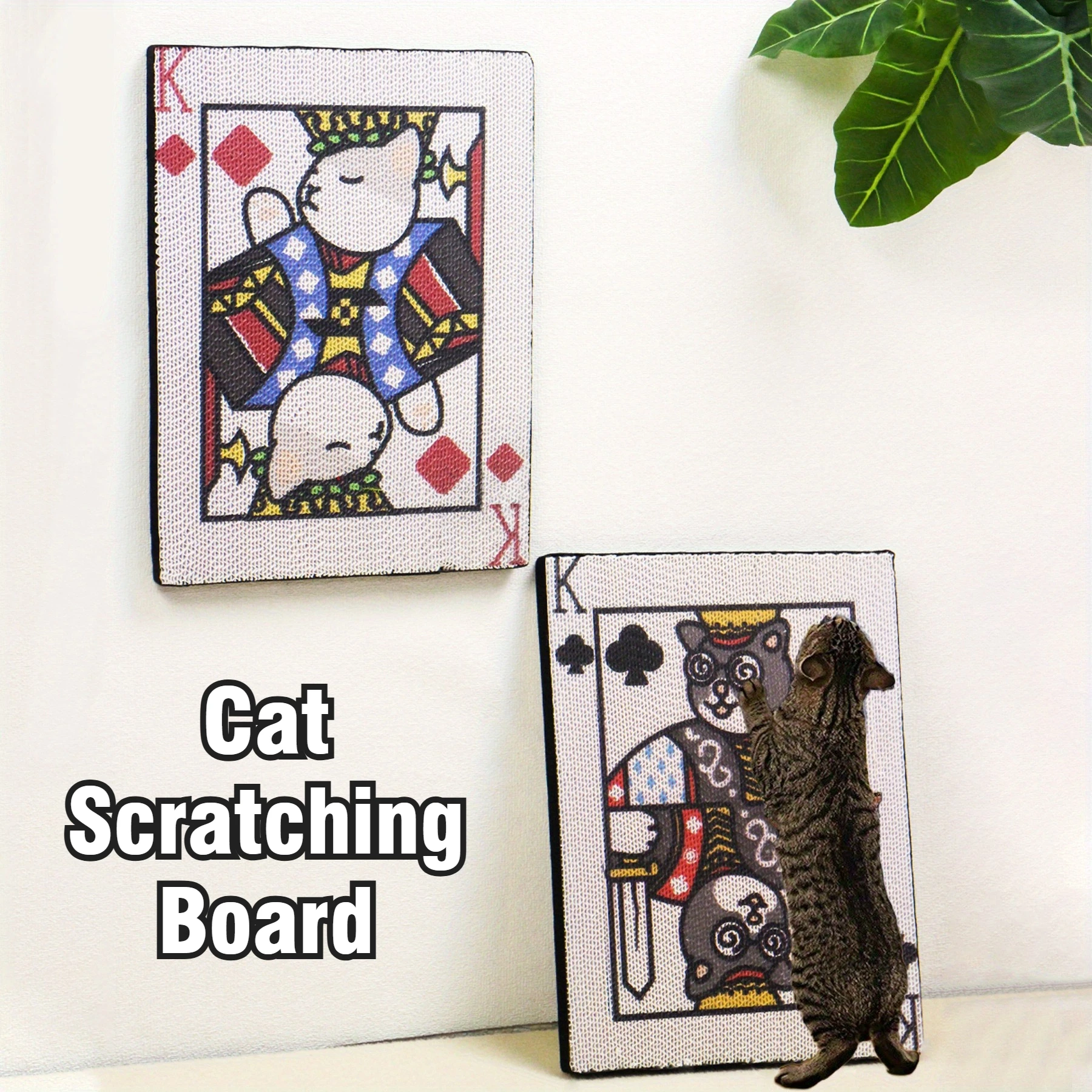 

Прочная когтеточка-коврик для кошек с рисунком Poker CAT, безопасная для мебели конструкция, прошитые края для игр в помещении