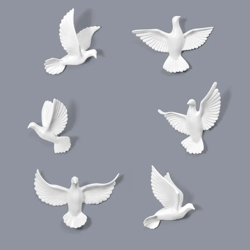 

5/6 Pcs/set 3D Resin Birds Statue Home Decoration Wall Art Stickers Decor Furnishings TV Background Living Room Ornament