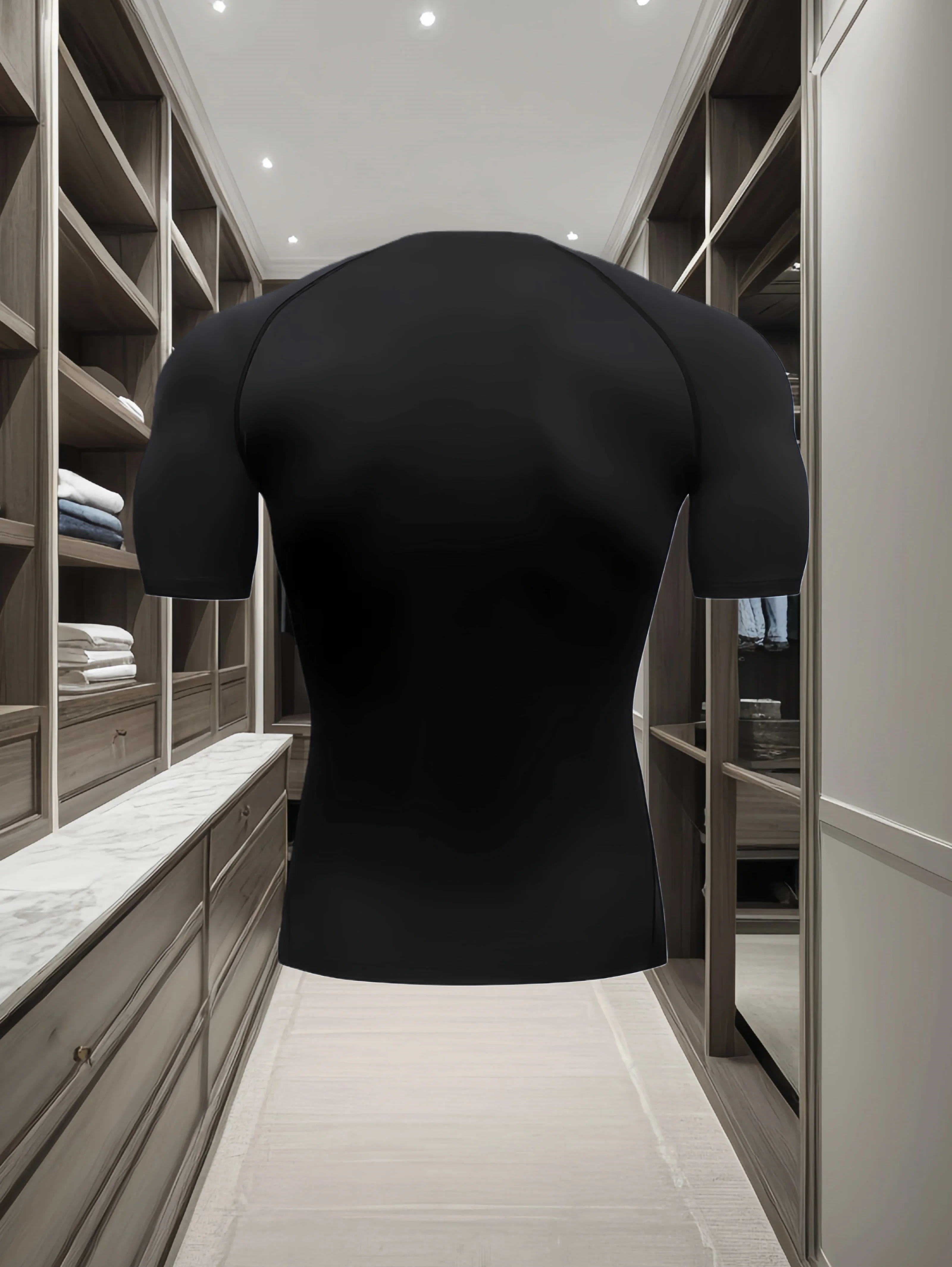 Men's fitness workout set, including a short-sleeve fitness T-shirt and double-layer athletic shorts image 2