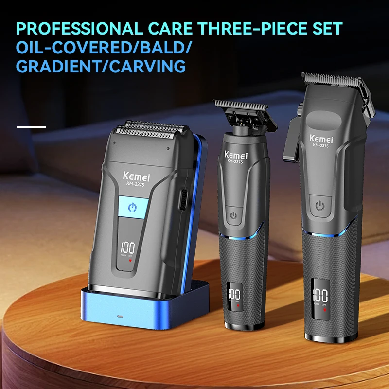 KEMEI km-2375 المهنية اللاسلكي قابلة للشحن مقص الشعر مجموعة الحلاق مقص الشعر الكهربائية قابلة للشحن أفضل الشعر المتقلب