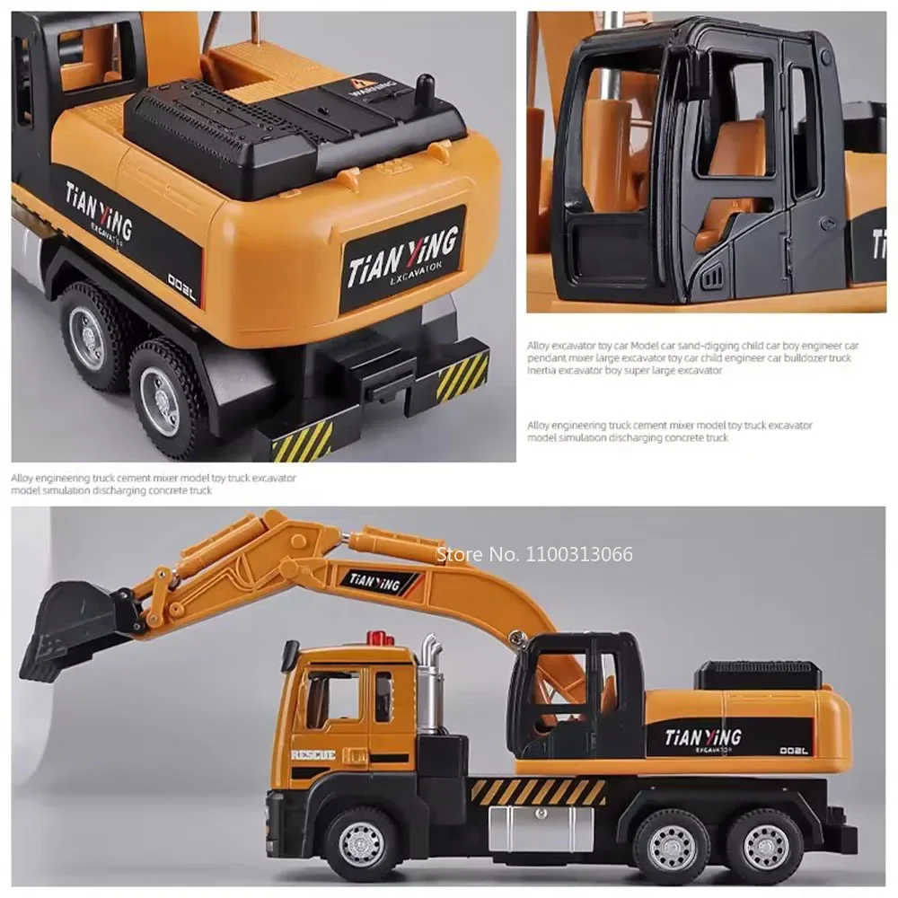 1:32 Alloy Diecasting Cement Mixer Toys Cars Models with Light Sound Pull Back Miniature Excavator Vehicles Child Birthday Gifts