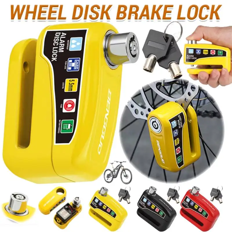 Motorcycle Disc Block Alarm Lock Wheel Disc Brake with Key Moto Scooter Bicycle Waterproof Anti-theft Padlock Motorcycle Alarm